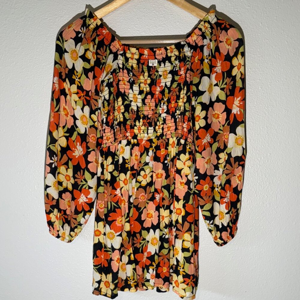 Billabong Girls Floral Balloon Sleeve‎ Pullover Beach Mini Dress Size M - Picture 5 of 11